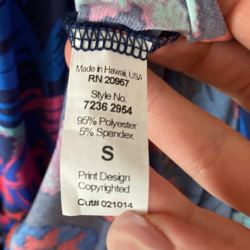 Tori Richard Tropical Print Mini Sundress Size S Blue Pink Stretch Summer Beach - Picture 5 of 9